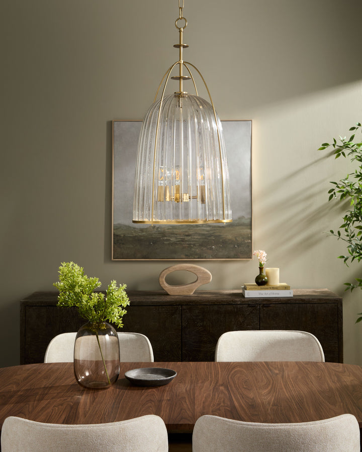 ALICE 16" 3 Light Glass Pendant - Aged Brass