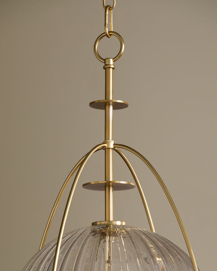 ALICE 16" 3 Light Glass Pendant - Aged Brass