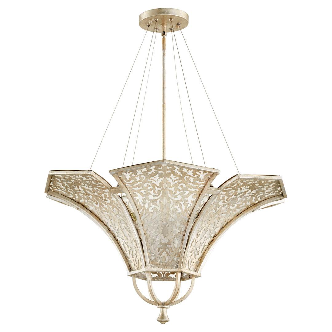 BASTILLE 4 Light Pendant - Aged Silver Leaf