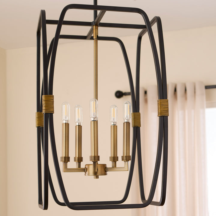 BISHOP 23" 5 Light Entry Matte Black / Brushed Brass