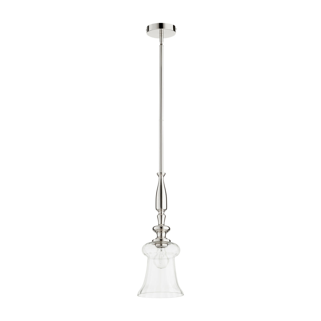 1 Light Clear Glass Pendant - Polished Nickel
