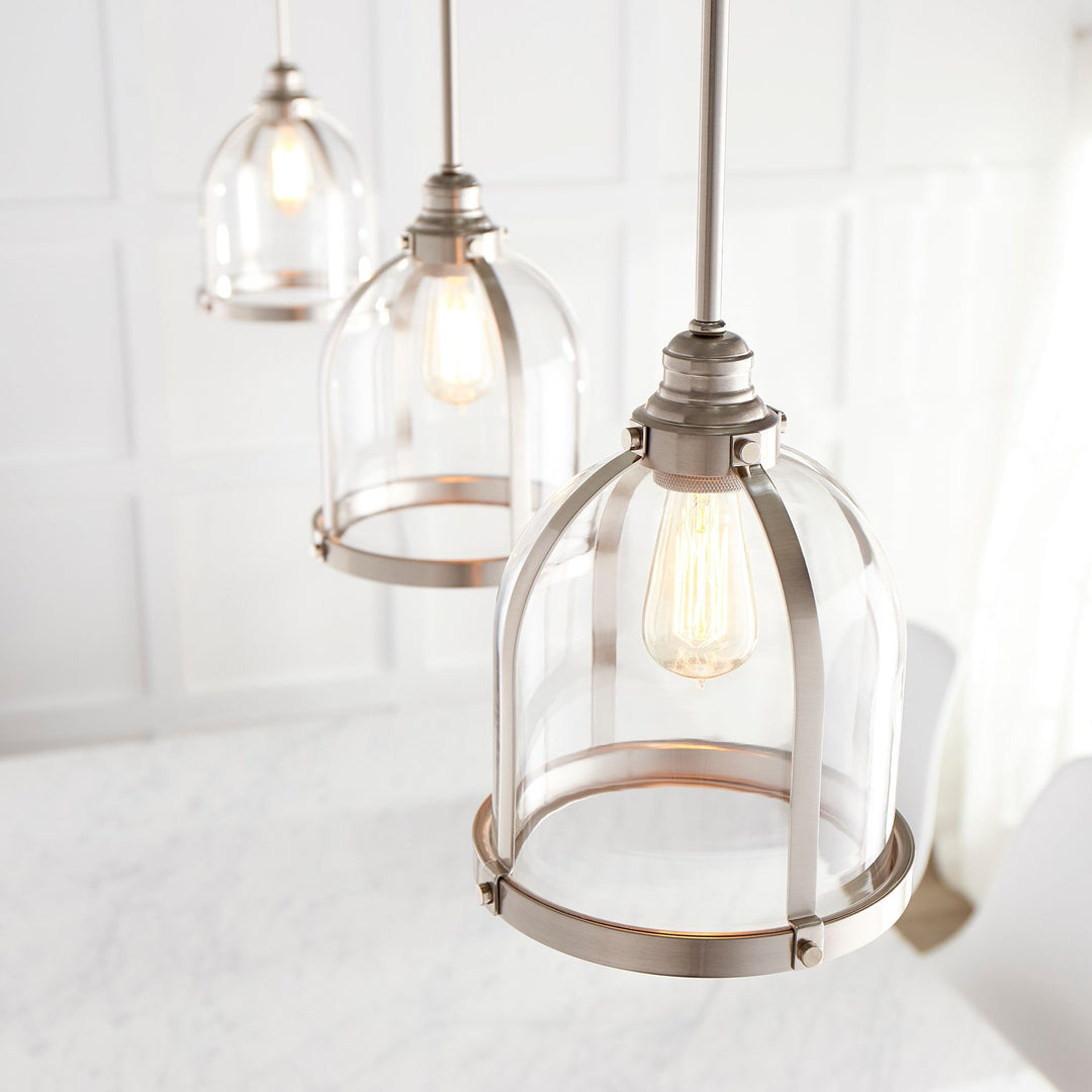 BANDED DOME Pendant - Satin Nickel