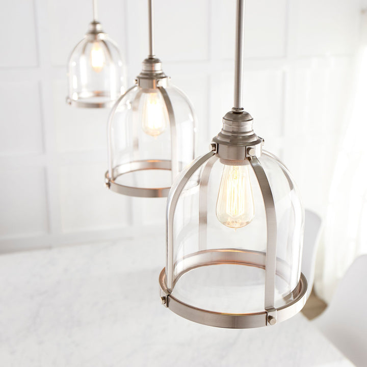 BANDED DOME Pendant - Satin Nickel