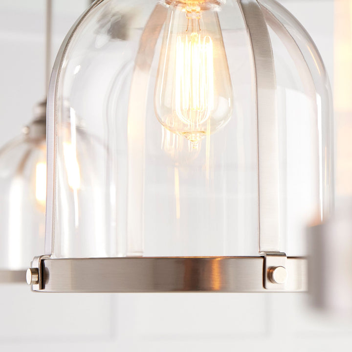 BANDED DOME Pendant - Satin Nickel