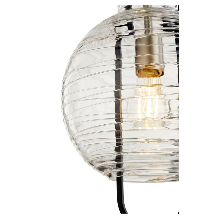 10" Textured Glass Pendant - Textured Black/Satin Nickel