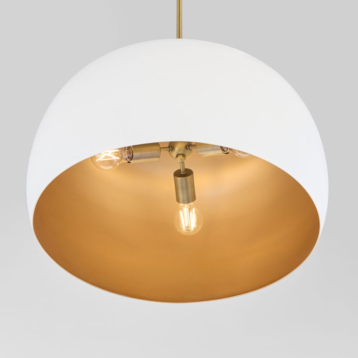STUPA 22" 3 Light Pendant - SW/Brushed Brass