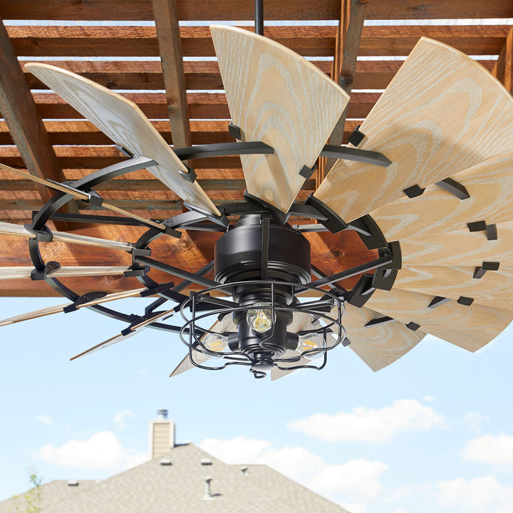 Windmill 60" Black Modern Farmhouse Ceiling Fan - Textured Black