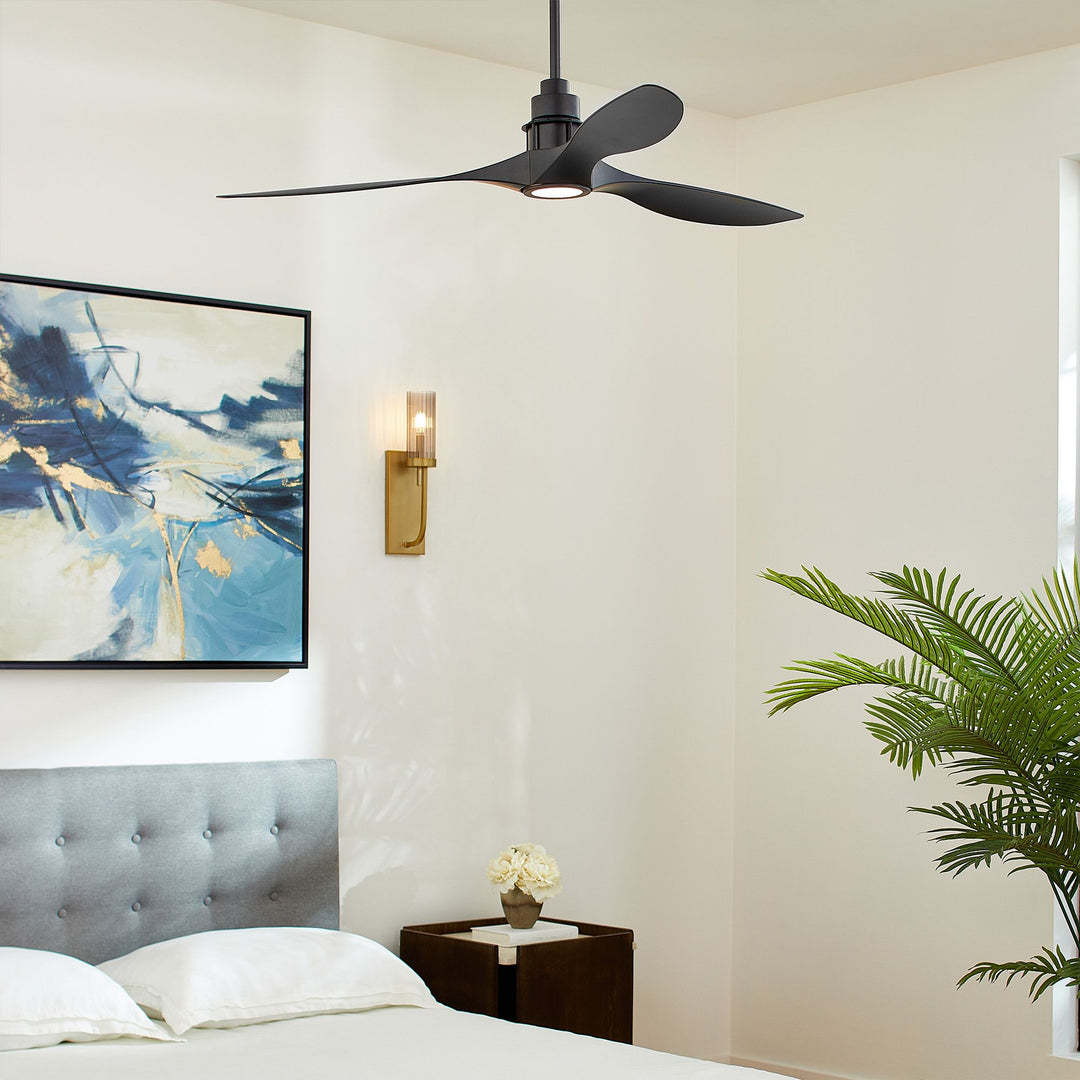 MARINO 54" Black Led Damp Ceiling Fan - Matte Black