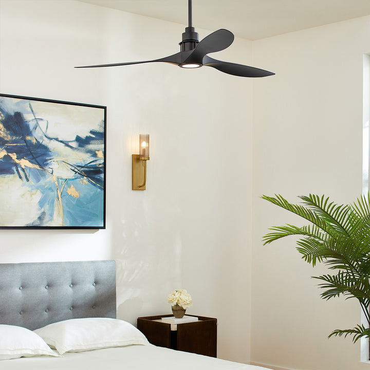 MARINO 54" Black Led Damp Ceiling Fan - Matte Black